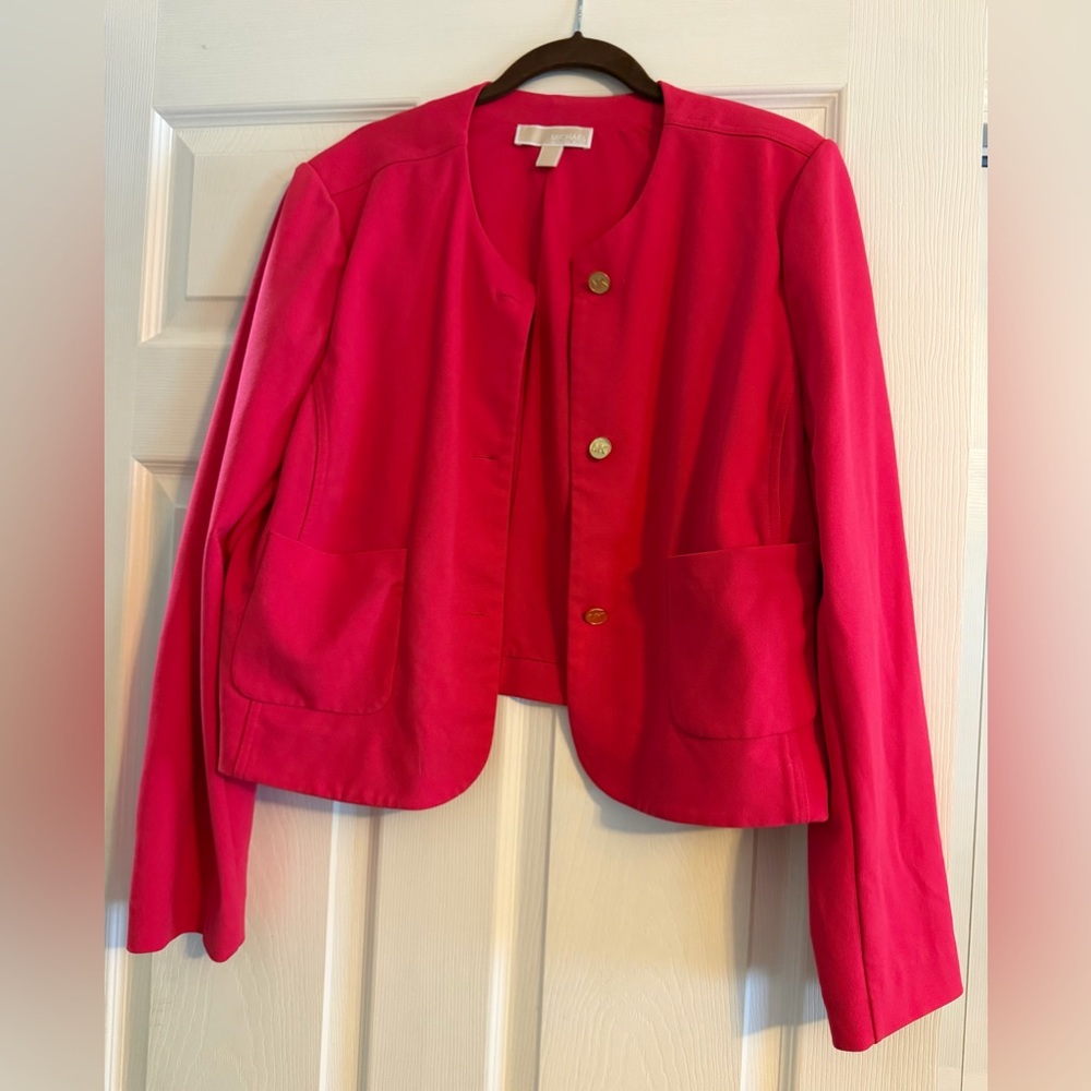 Michael Kors Hot Pink Collarless Blazer Jacket